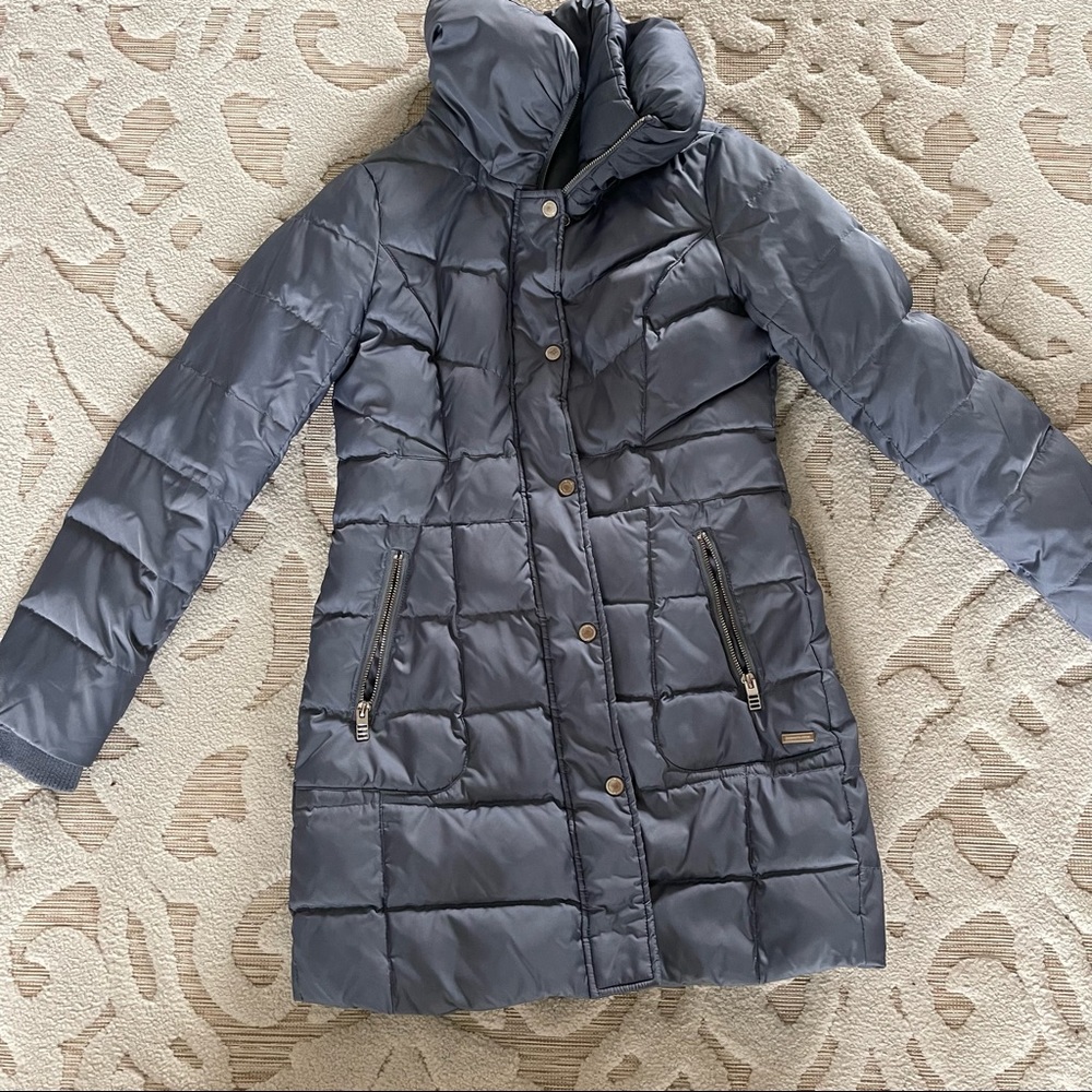 Can you call blue down feather dark winter puffer jacket coat